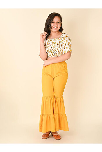 Take Two By Styli Printed Crop Top and Sharara Pants Set