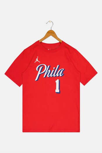 Nike X NBA Kids Boy Phila Short Sleeve Basketball T-Shirt, Red