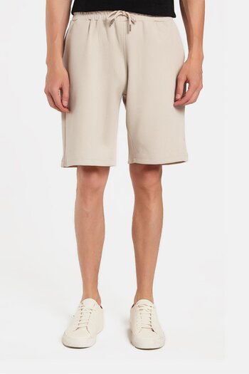 Tudors Men's Regular Relaxed Fit Elastic Waist Tie-Up Side Pocket Gray Bermuda Shorts
