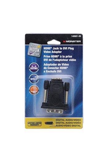 Generic Monster Jhiu HDMI Female Jack to DVI Male Plug Video Adapter Black 3417367