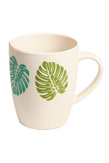 Parfait Leaf Print Bamboo Fibre Mug White and Green 450ml