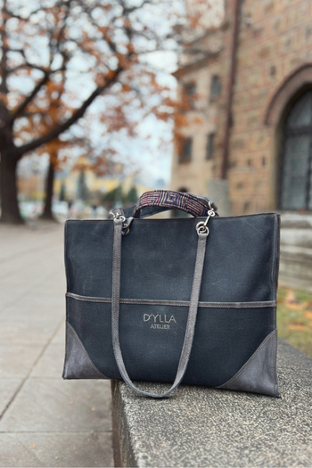 D'ylla Atelier Women's Shoulder Bag from the Valeria Series - Tote Bag - Anthracite
