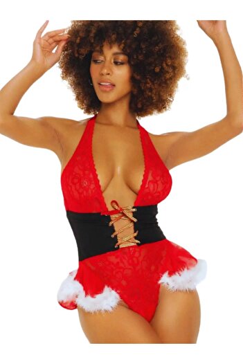 For Dreams Women's Red Lace Detailed Underwear Set 8603