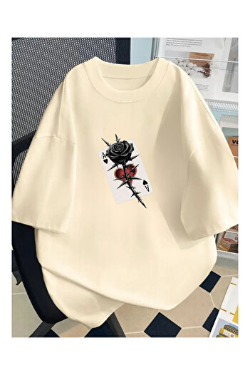 Touz Moda Μπλουζάκι με τυπωμένο Unisex Oversize Rose And As