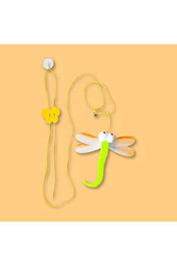 btm home Self-Adhesive, Bell, Elastic, Hanging Cat Toy, Cat Play Fishing Rod, Dragonfly Cat Toy