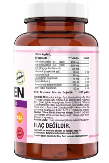 NCS Type 1-3 Collagen Copper Hyaluronic Acid Fish Collagen Cla Biotin 90 Tablets
