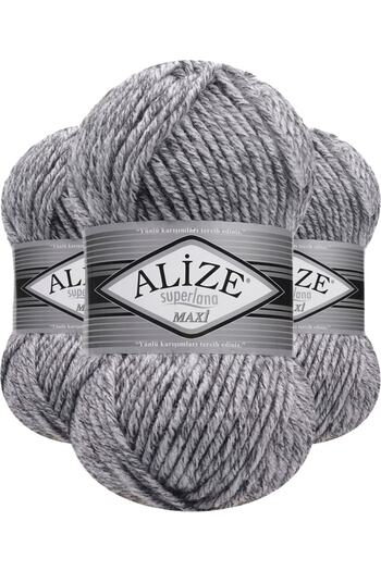 Alize Superlana Maxi Χειροποίητο νήμα πλεξίματος Jaspe Grey 801