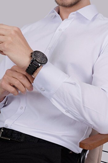 Etikmen White Armure & Black Gray Pattern Gift Boxed Shirt Tie Set