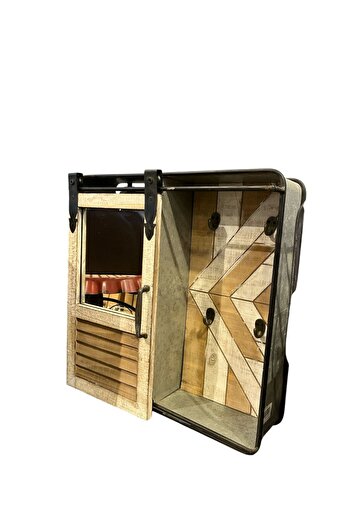 Peramari Decorative Wooden Country Mirrored Table with Keychain
