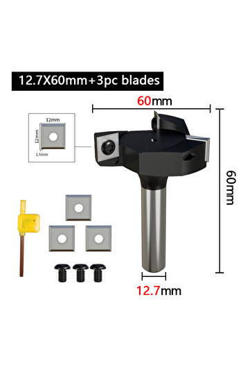 Choice 12.7X60-3pcs blades 1Pc 8 12 12.7mm CNC Surfacing Router Bit Insert-Style Spoilboard Face End Millin