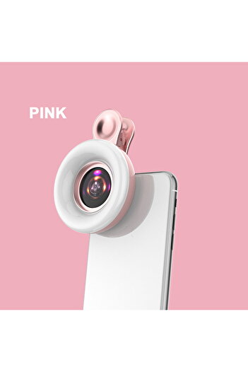 Choice Pink Mobile Lens 15X Macro Lens Mobile Phone 2 in 1 HD Camera Lens with LED Ring Flash Light Smartph