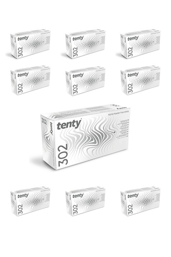 Tenty 302 White Nitrile Powder Free Gloves Size S 10 Packs of 100