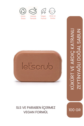 LET'SCRUB Natural Soap with Olive Oil, Sulfur Juniper Soap Purifying and Anti-Acne 100 gr