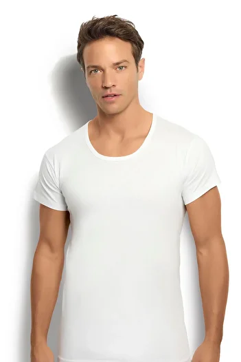 Jiber Men's White Cotton Crew Neck Undershirt 103