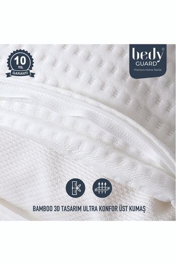 BEDY GUARD Premium Bamboo 3-Piece Ultra Quiet Liquid-Proof Cushion Protective Mattress Pad - Sweat and Goose Feather Proof