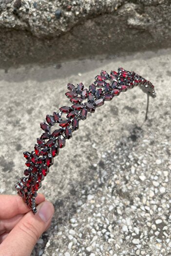 Hobigram Alejandro Burgundy Bridal Henna Crown Accesoriu pentru zi specială Coroana pentru femei Accesoriu pentru păr