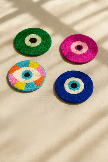 Sima Evil Eye Colorful Patterned Coasters Presentation Table Decoration Set