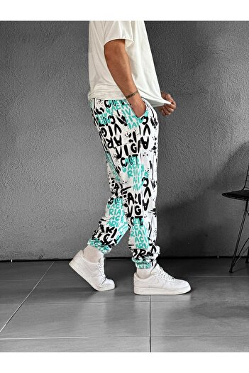 COCOPELLI Τυρκουάζ μοτίβο γκράφιτι Jogger