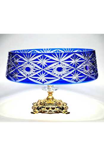 Kristal Market Handmade Crystal Avant-Garde Vision Mercury Decorative Presentation Bowl with Stand