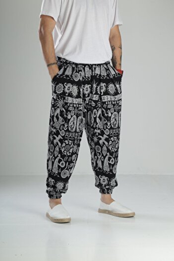COCOPELLI Patterned Wrinkled Fabric Pleated Half Baggy