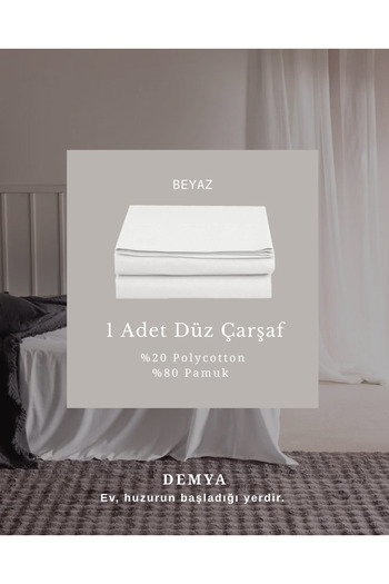 Demya Home Cotton Double Plain Hotel White Bed Sheet 220X240 cm