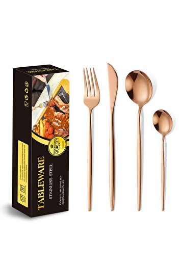 Flippy Set de tacâmuri portugheze, Flippy, din oțel inoxidabil, 24 de piese, auriu