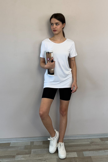 penyebizden Back Low-Cut Comfortable Viscose Tunic-White