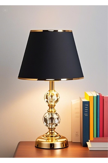 571 Store T Series Table Lampshade - Metal and Glass Body, Fabric Headboard