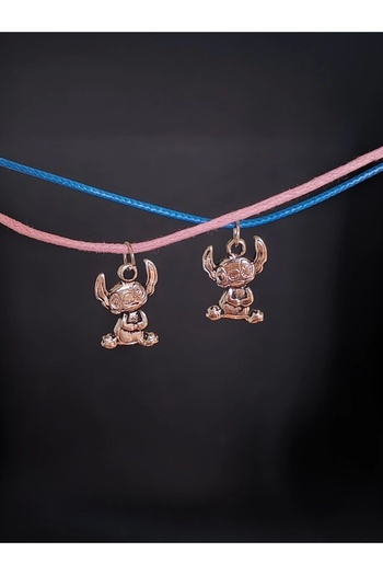 GOSSİP TEAM Anime Retro 2'Li Handmade Packaged Gift Cute Friend's Stich Necklace