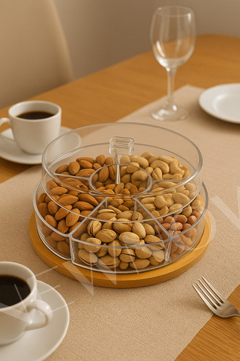 NEWNOW 11 Pieces 9 Compartment Storage Container, Snack Bowl, Breakfast, Cake Dish Acrylic Cover