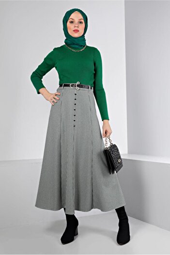 Alvina SCRATCH PATTERNED BUTTONED SKIRT 60345