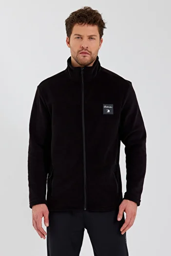 Adams Classics Ανδρικό Μαύρο Standard Fit Καθημερινό Άνετο Αθλητικό Φούτερ με φερμουάρ Fleece