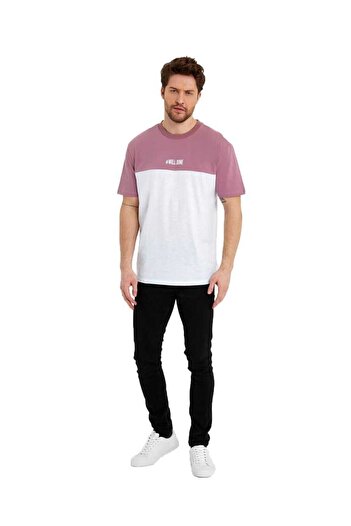 Adams Men's Crew Neck Colorblock Regular Fit Printed T-Shirt