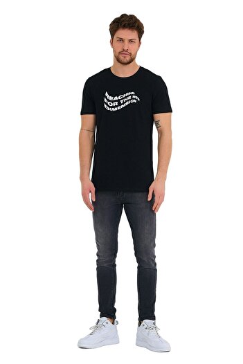 Adams Text Printed Crew Neck Cotton Short Sleeve T-Shirt