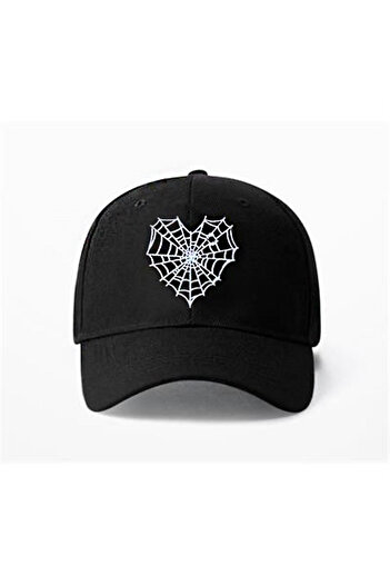 Köstebek Black Spider Web Heart Hat