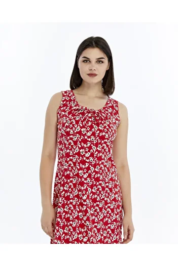 Nehir tekstil Women's Thick Strap Sleeveless Cupped Cotton Combed Cotton Plus Size Dress