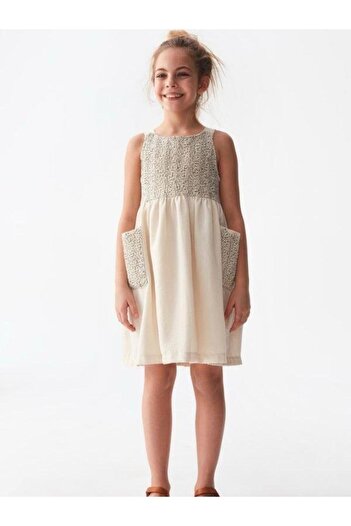 NK Girl's Linen Pocket Dress