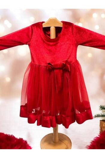 Zekids Girl's Tulle Velvet Special Occasion Dress with Buckle