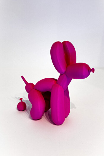 sob3studio Tatlı Balon Oturan Köpek 16 CM Pembe