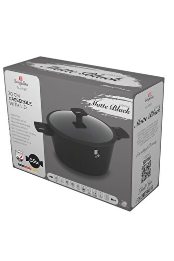 Berlinger Haus Pot with lid 30 cm Matte Black Berlinger Haus BH 8190, black, titanium coating, non-stick