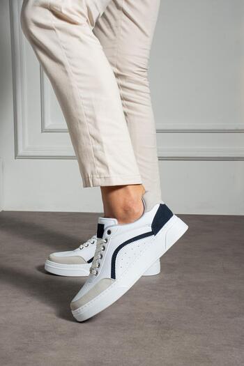 L.A Polo Beyaz Lacivert Delikli Erkek Sneaker