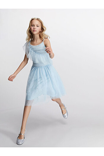 LC Waikiki LCW Kids Blue Sparkle Rochie de seară pentru fete S5FB60Z4NVY25