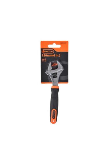 Generic Tactix Chrome-Vanadium Steel Adjustable Wrench with Ergonomic Handle Orange and Black 6inch
