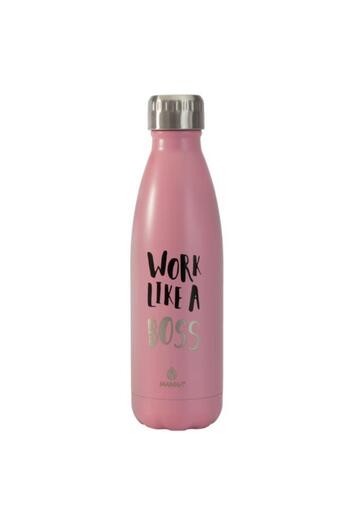 Generic MANNA Work Like a Boss Printed Insulated Stainless Steel Water Bottle Pink 500ml