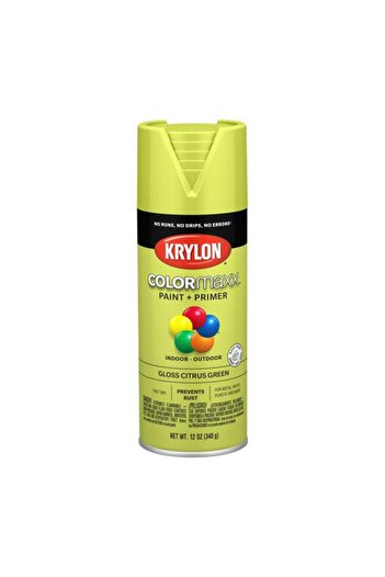 Generic طلاء بخاخ وطبقة أساس من KRYLON Colormaxx للاستخدام الداخلي والخارجي باللون الأخضر الحمضي 12 أونصة K05512007