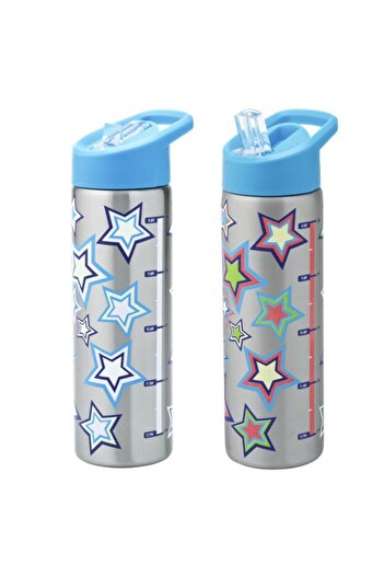 Generic smash Star Printed Stainless Steel Color Changing Water Bottle Silver and Blue 750ml