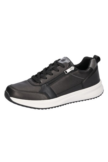 Waldläufer Herren Low Sneaker H-matti Low Top 784001 105 Schwarz 001 Schwarz Leder Mit Eva & Herausnehmbar