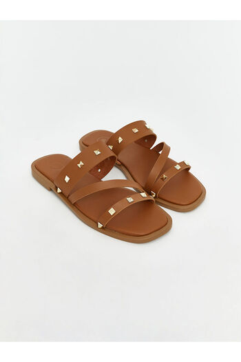 LC Waikiki Beige Leather Look Women's Slippers