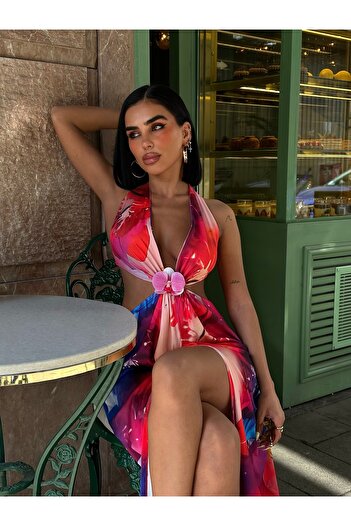 Friday Mood Women's Jewelry Detailed Slit Maxi Dress