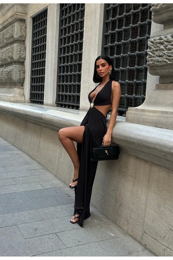 Friday Mood Women's Jewelry Detailed Slit Maxi Dress